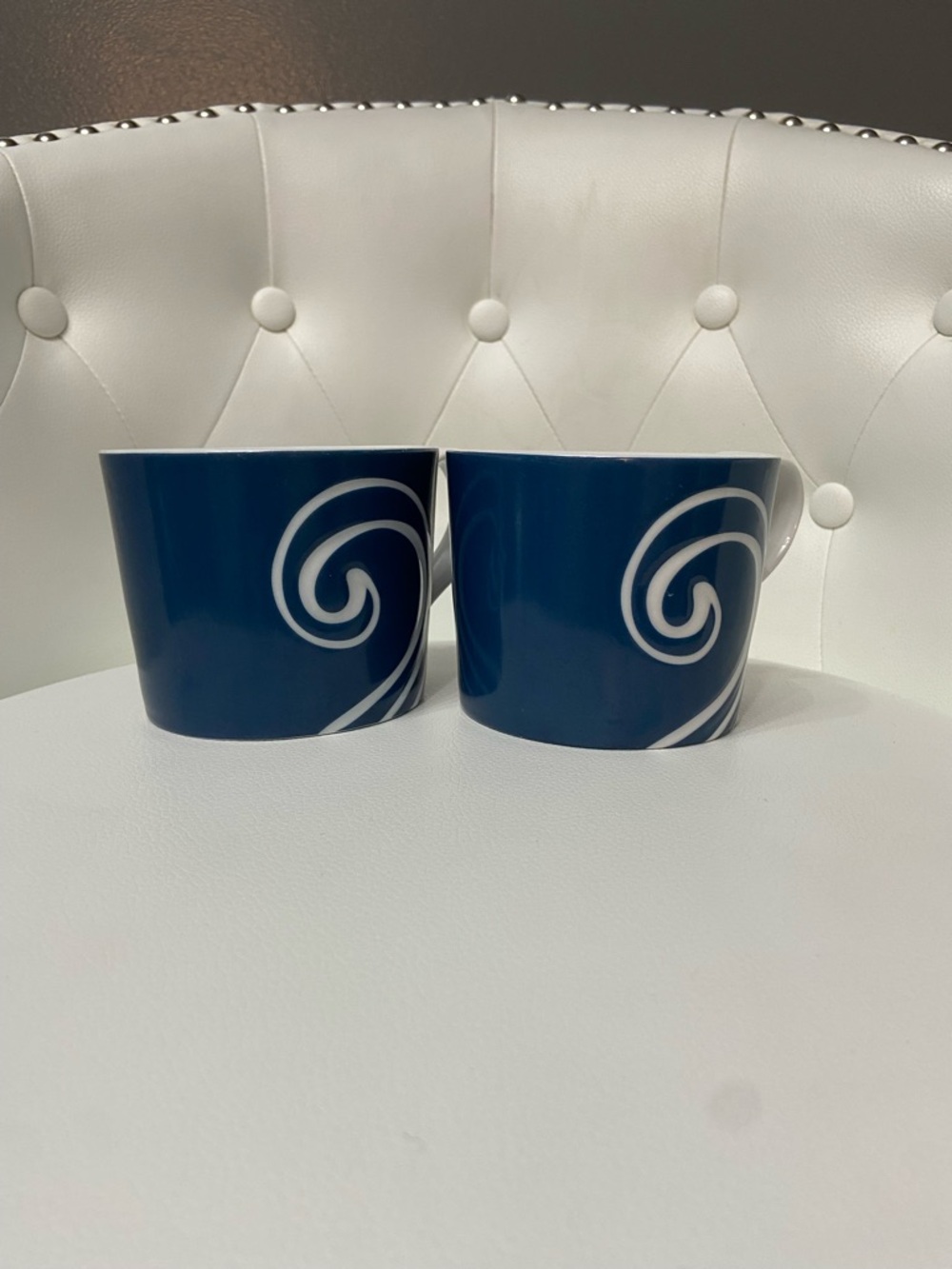 2 STARBUCKS 2008 Etched Blue Wave 🌊 Coffee Mug 13 Ounce Blue/White Collectible - Picture 3 of 17